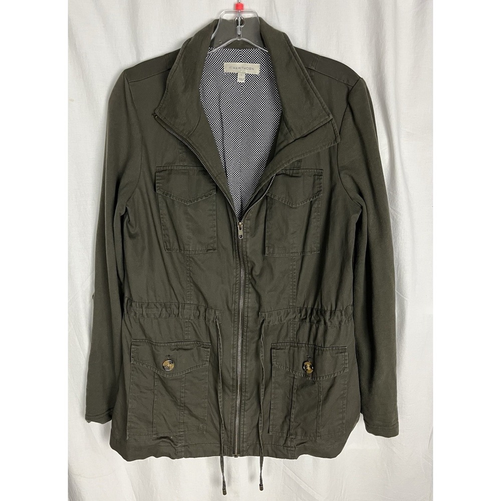 41 Hawthorn Stitch Fix Green  Anorak Utility Cargo Jacket Drawstring Women's M